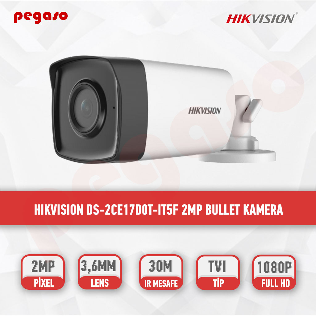HİKVİSİON DS-2CE17D0T-IT5F2MP 3.6MM SABİT LENS IRBULLET GÜVENLİK KAMERASI