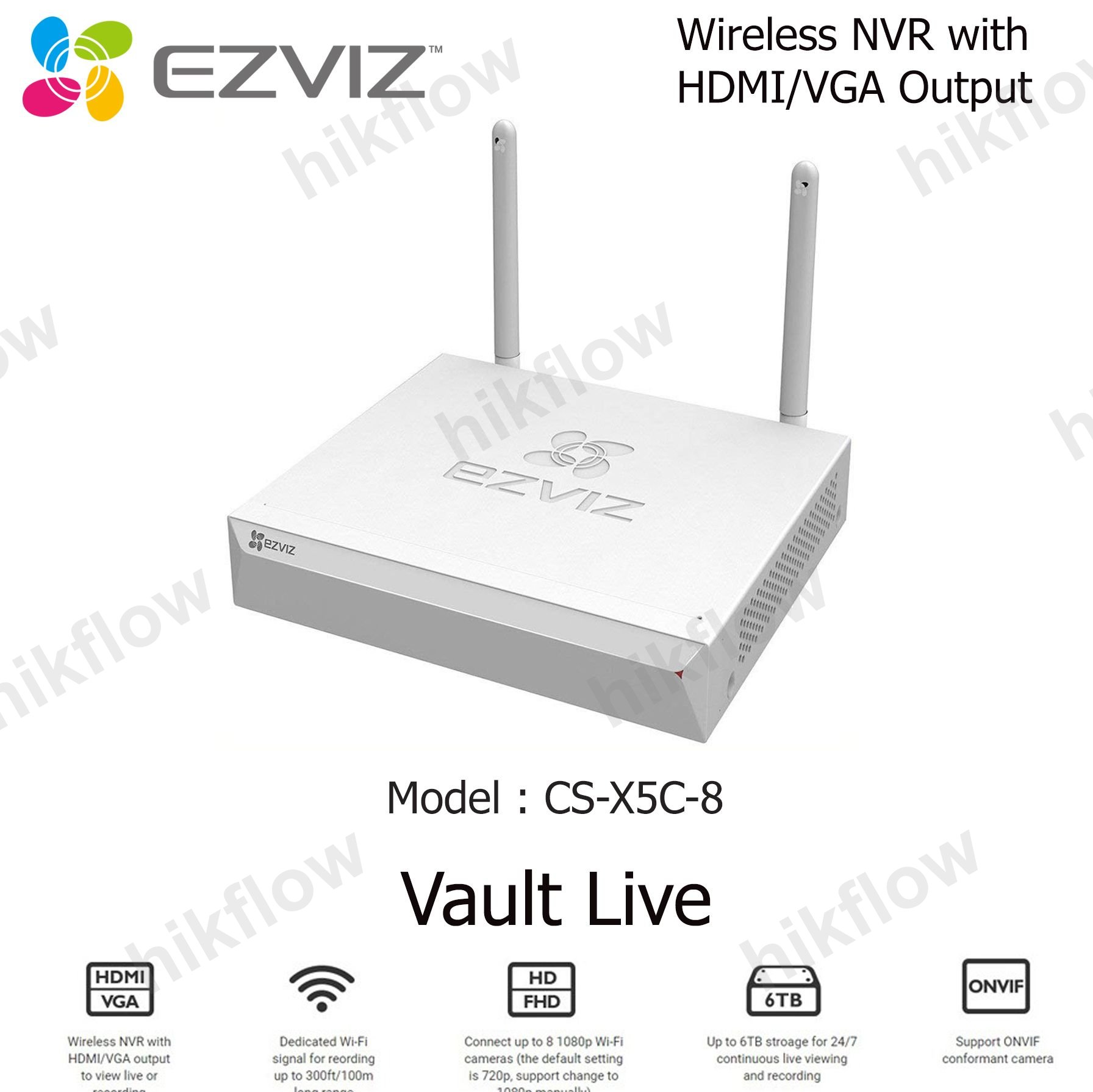 EZVIZ CS-X5C-4EU-B-1T 4 Kanal Kablosuz NVR (1TB HDD)