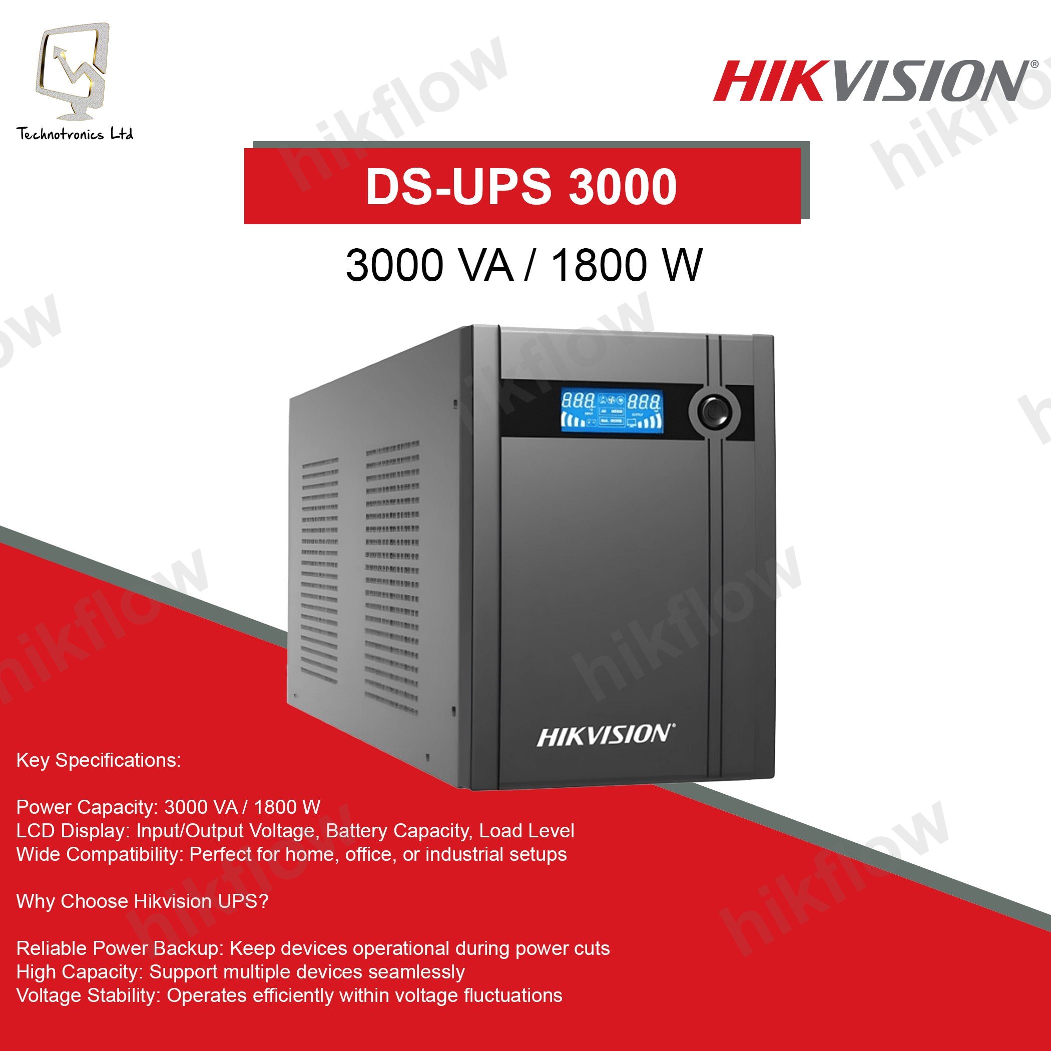 Hikvision DS-UPS3000 3000VA Kesintisiz Güç Kaynağı