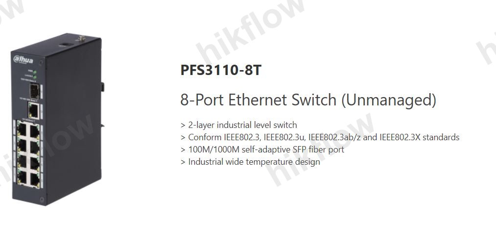 Dahua PFS3110-8T 8 Port Endüstriyel PoE Switch