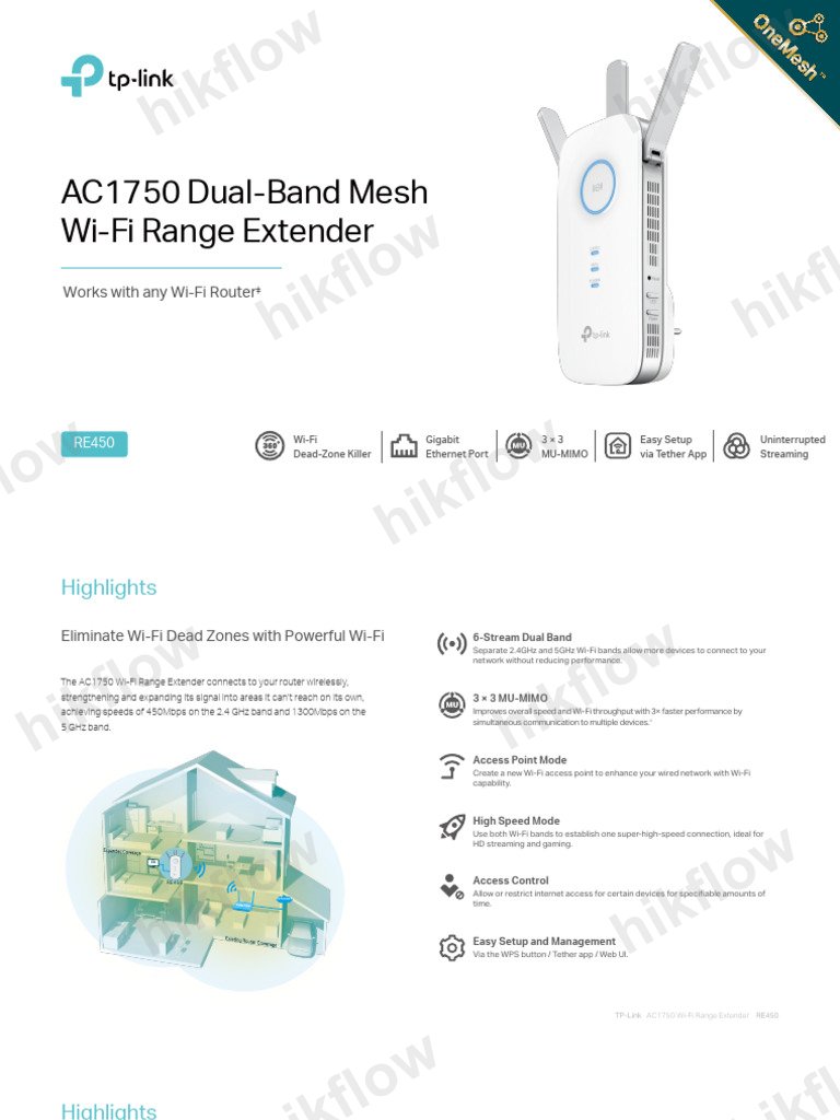 TP-Link RE450 AC1750 Wi-Fi Menzil Genişletici