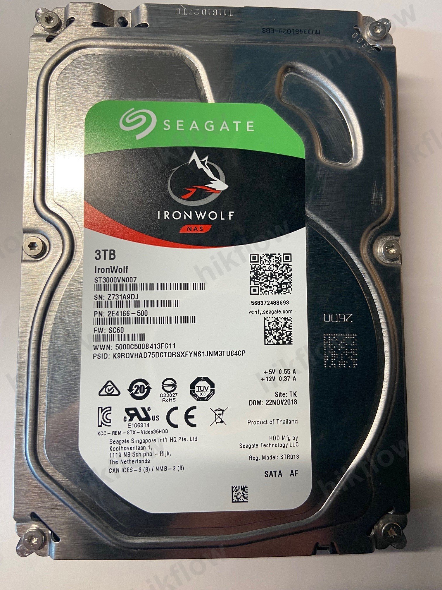 Seagate IronWolf 3TB 3.5" 5900RPM 64MB SATA3 NAS HDD (ST3000VN007)