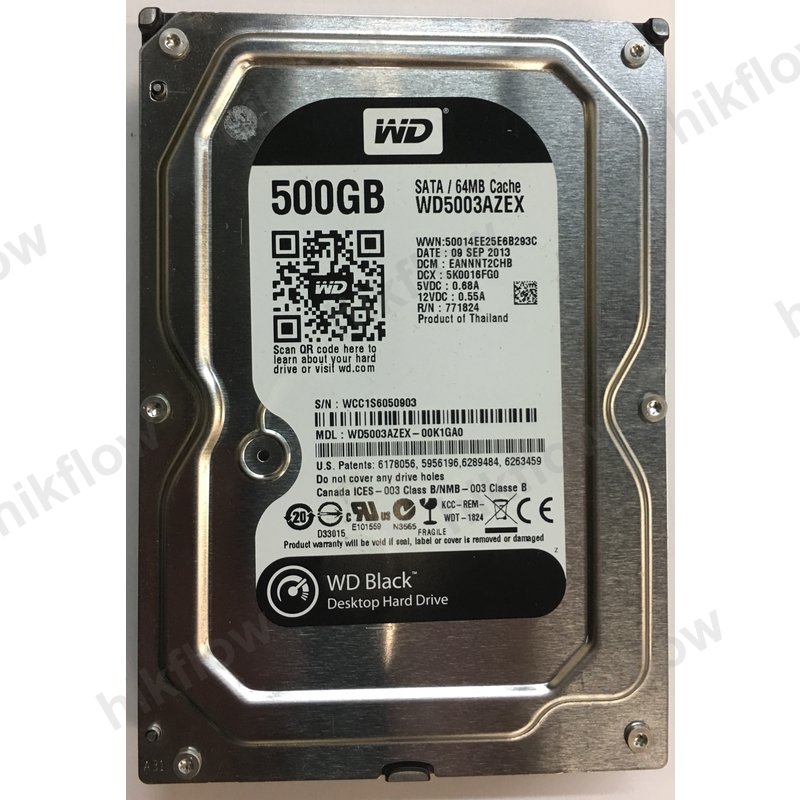 Western Digital Black 500GB 7200RPM 64MB SATA3 HDD (WD5003AZEX)